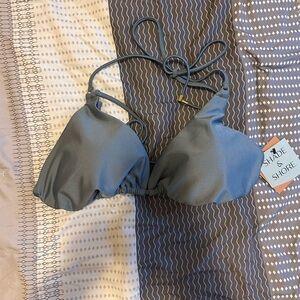 Shade & Shore Slate Blue Halter Bikini Top